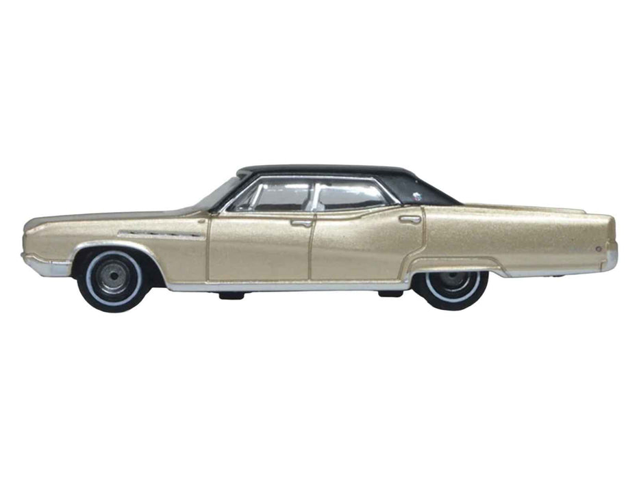 1968 Buick Electra 225 Ivory Gold Metallic with Black Top and White Interior 1/87 (HO) Scale Diecast Model Car by Oxford Diecast