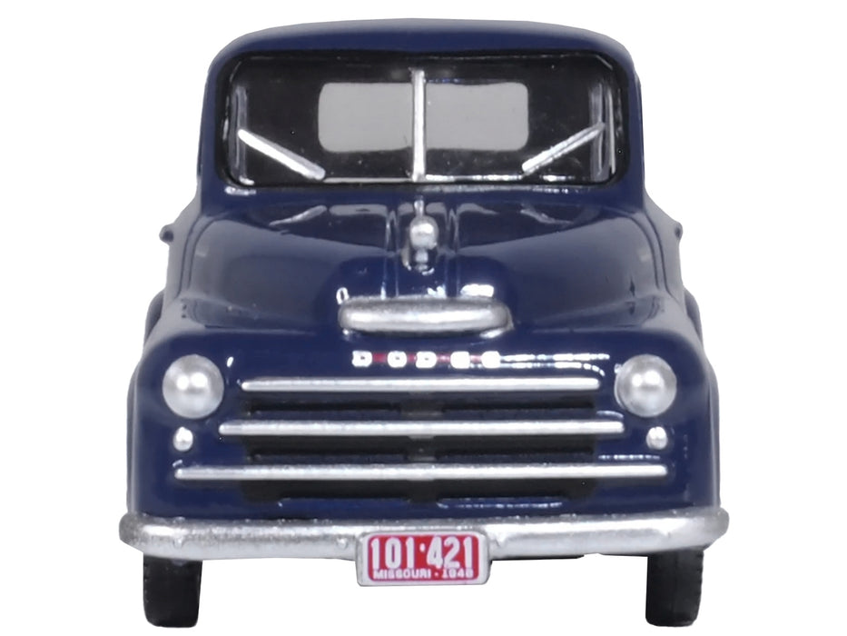 1948 Dodge B-1B Pickup Truck Waterway Blue 1/87 (HO) Scale Diecast Model Car by Oxford Diecast - Miniature Motors