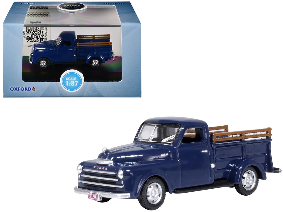 1948 Dodge B-1B Pickup Truck Waterway Blue 1/87 (HO) Scale Diecast Model Car by Oxford Diecast - Miniature Motors