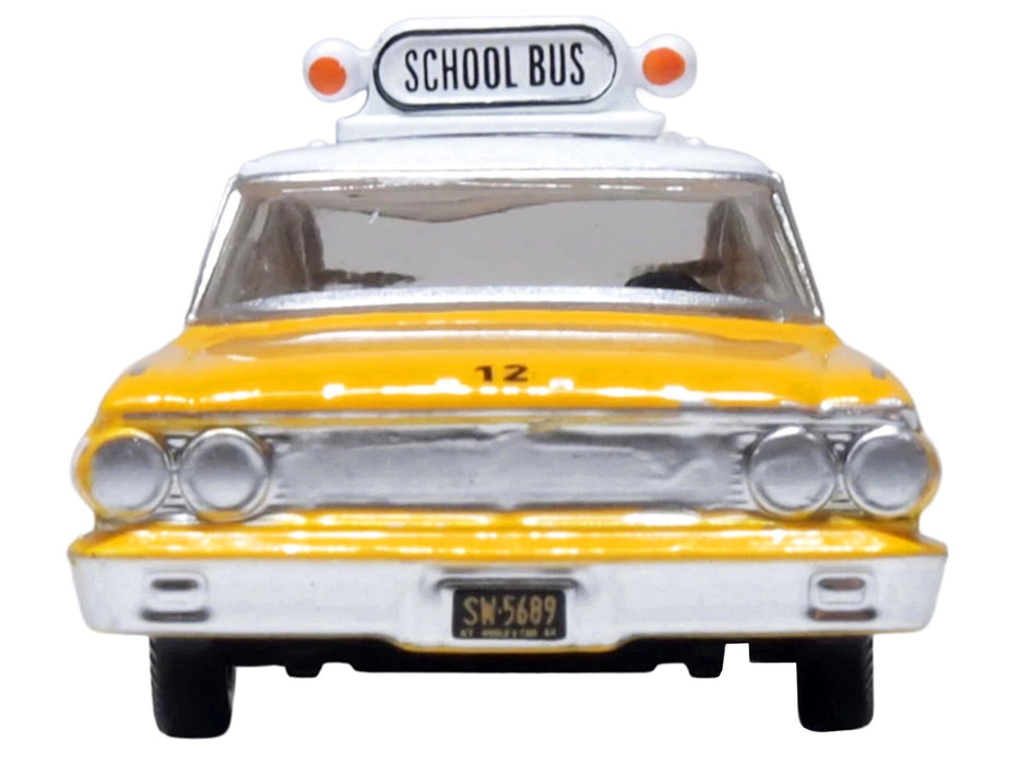 1964 Ford Country Station Wagon "Central School Bus" Yellow with White Top 1/87 (HO) Scale Diecast Model Car by Oxford Diecast