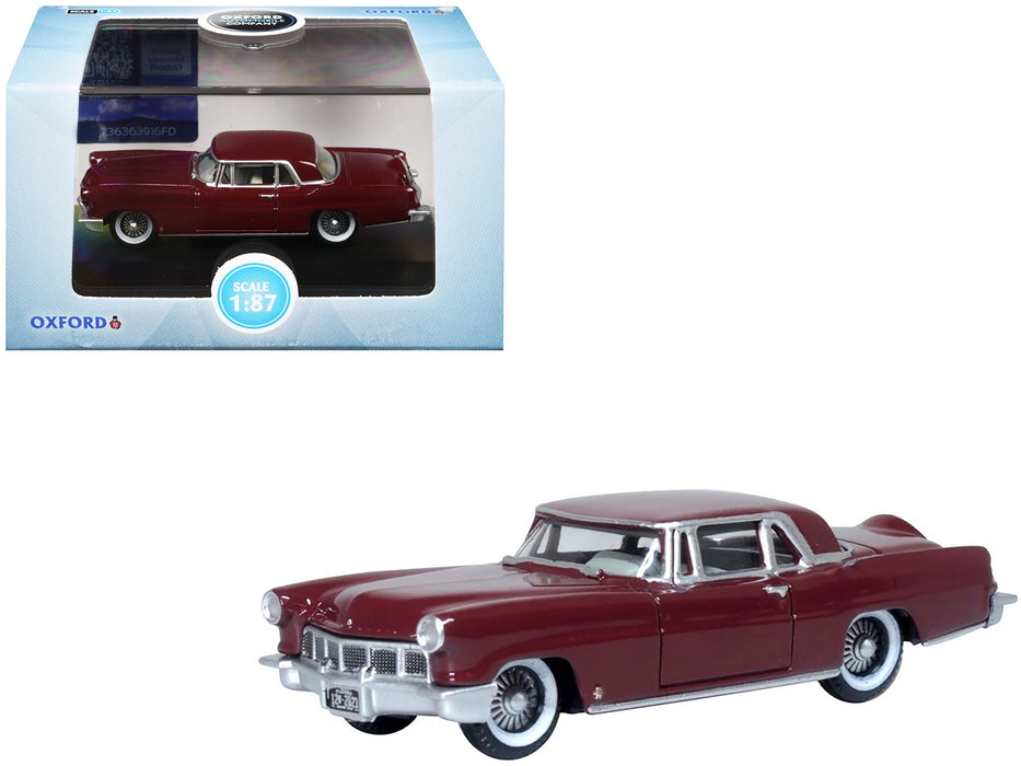 1956 Lincoln Continental Mark II Dark Red 1/87 (HO) Scale Diecast Model Car by Oxford Diecast - Miniature Motors