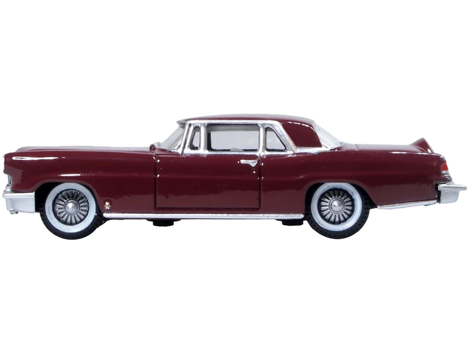 1956 Lincoln Continental Mark II Dark Red 1/87 (HO) Scale Diecast Model Car by Oxford Diecast - Miniature Motors