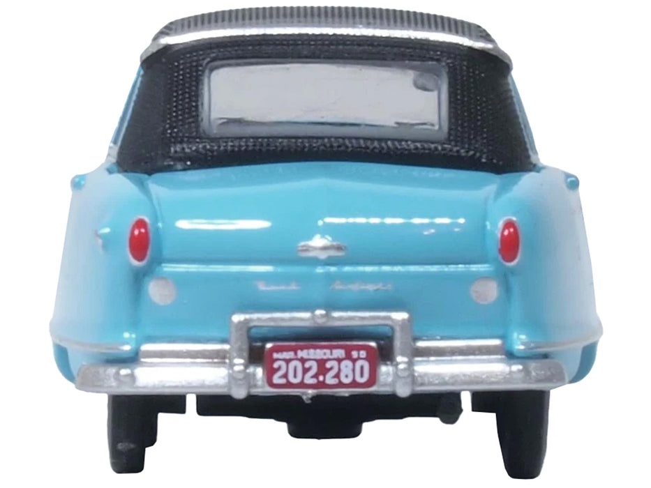 1950 Nash Rambler Custom Landau Convertible (Closed) Strato Blue with Black Top 1/87 (HO) Scale Diecast Model Car by Oxford Diecast