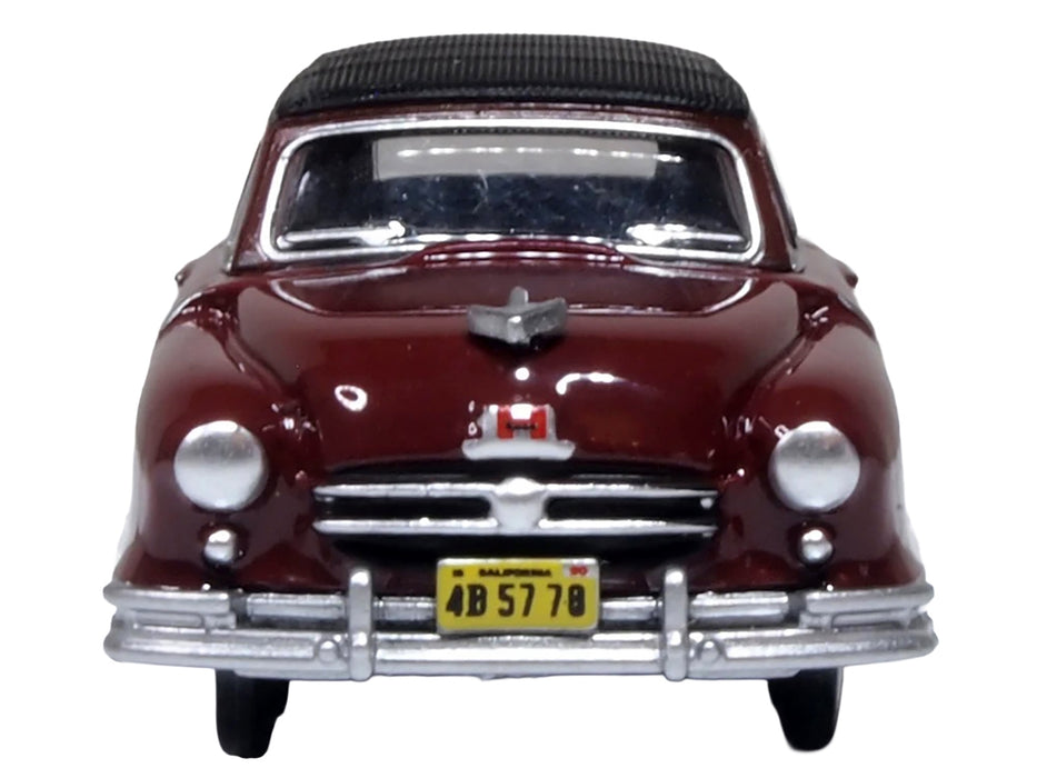 1950 Nash Rambler Custom Landau Convertible (Closed) Sunset Maroon with Black Top 1/87 (HO) Scale Diecast Model Car by Oxford Diecast