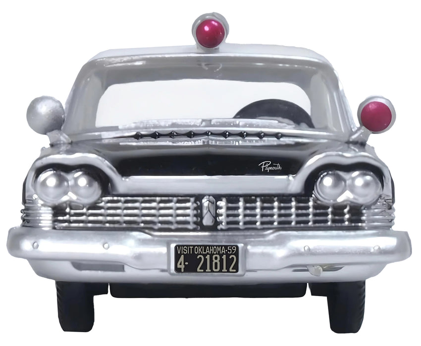 1959 Plymouth Savoy Black and White "Oklahoma Highway Patrol" 1/87 (HO) Scale Diecast Model Car by Oxford Diecast