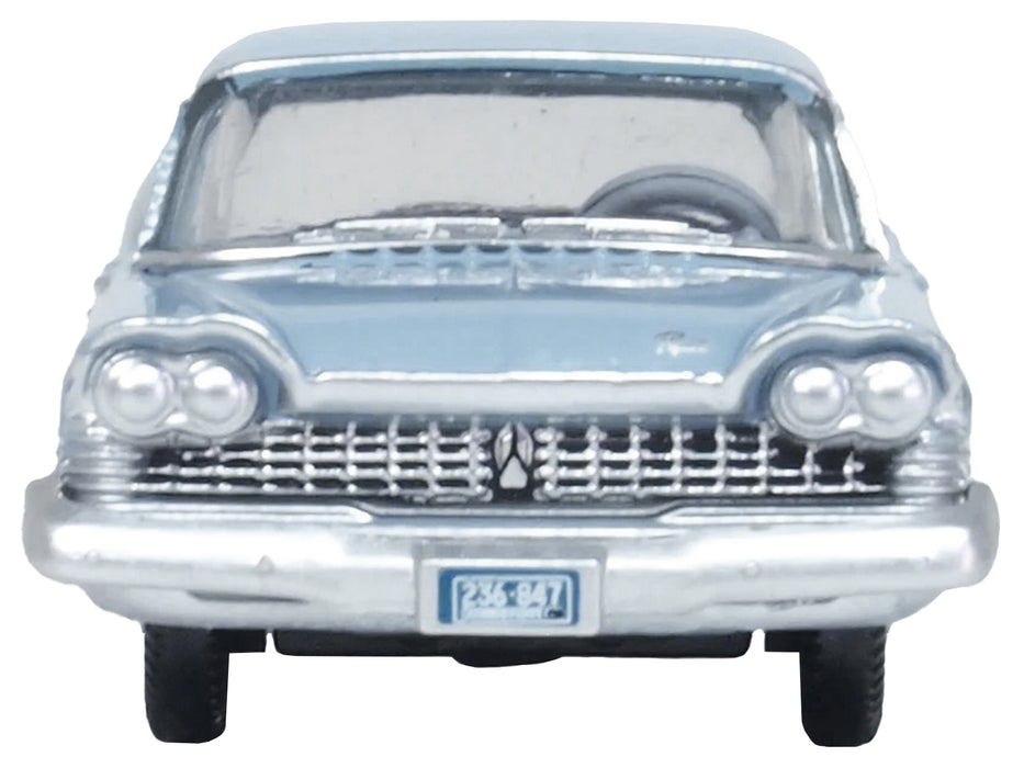 1959 Plymouth Savoy Sedan Powder Blue 1/87 (HO) Scale Diecast Model Car by Oxford Diecast