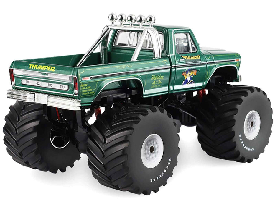 1975 Ford F-250 Monster Truck with 66-Inch Tires "Thumper" Green Metallic "Kings of Crunch" Series 1/43 Diecast Model Car by Greenlight