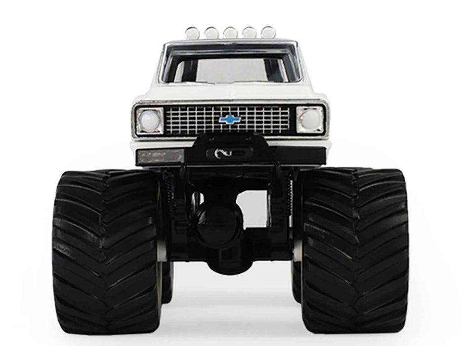 1972 Chevrolet K-10 Monster Truck "Chevron 150th Anniversary" White and Blue Metallic "Kings of Crunch" Series 1/43 Diecast Model Car by Greenlight