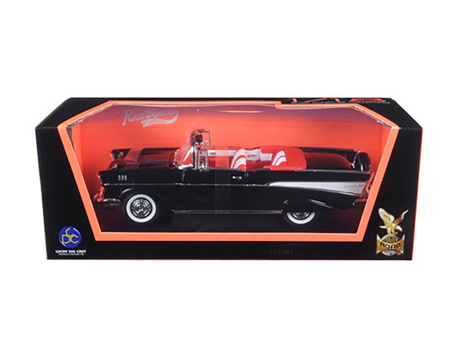 1957 Chevrolet Bel Air Convertible Black 1/18 Diecast Model Car by Road Signature - Miniature Motors