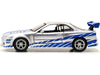 Brian's Nissan Skyline GT-R (R34) RHD (Right Hand Drive) Silver Metallic with Blue Stripes "2 Fast 2 Furious" (2003) Movie "Fast & Furious 25th Anniversary" Series 1/32 Diecast Car Model by Jada