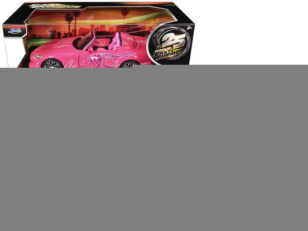Suki's 2001 Honda S2000 Convertible Pink with Graphics "25 Years of Fast & Furious" "2 Fast 2 Furious" (2003) Movie 1/24 Diecast Model Car by Jada