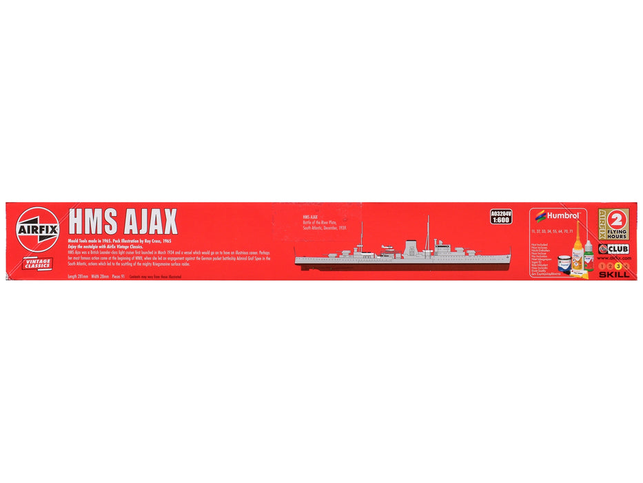 Level 3 Model Kit HMS Ajax Light Cruiser 1/600 Plastic Model Kit by Airfix