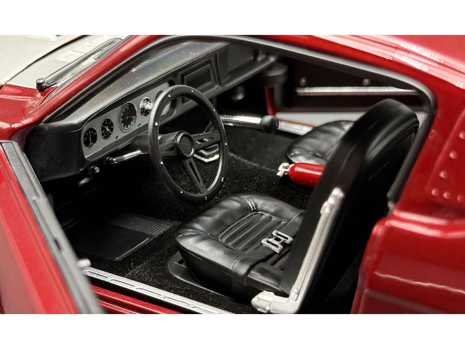 1965 Shelby GT350R Pro Touring Red Metallic with Silver Hood and Trunk Limited Edition to 350 pieces Worldwide 1/18 Diecast Model Car by ACME