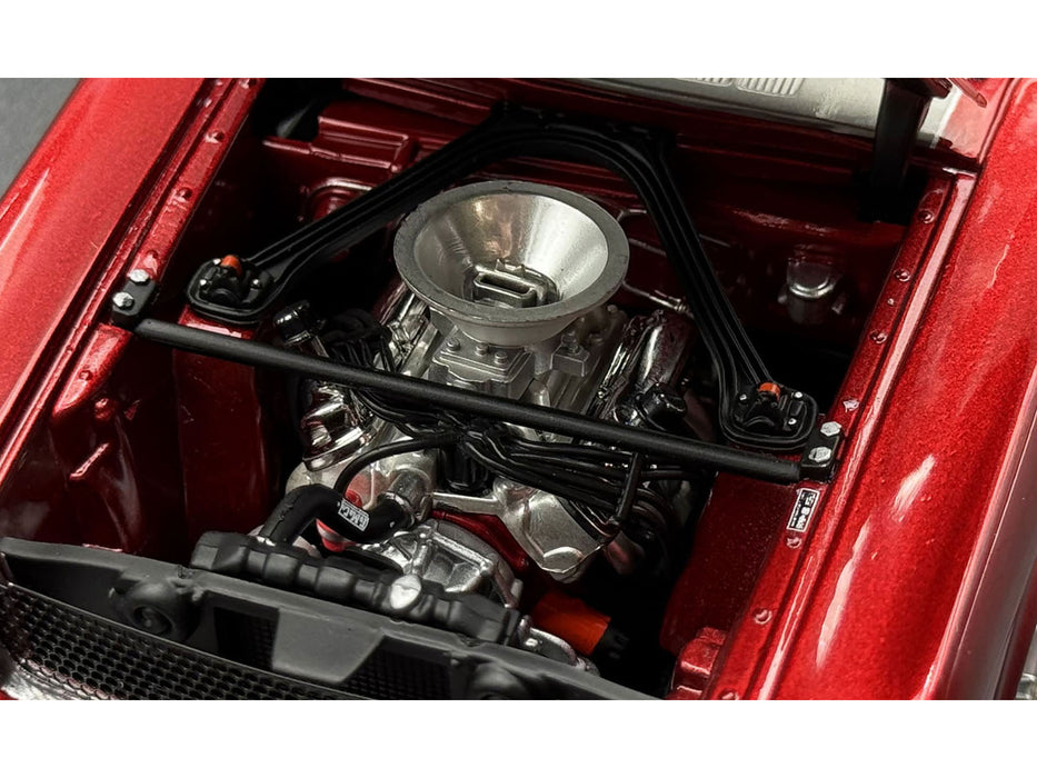 1965 Shelby GT350R Pro Touring Red Metallic with Silver Hood and Trunk Limited Edition to 350 pieces Worldwide 1/18 Diecast Model Car by ACME