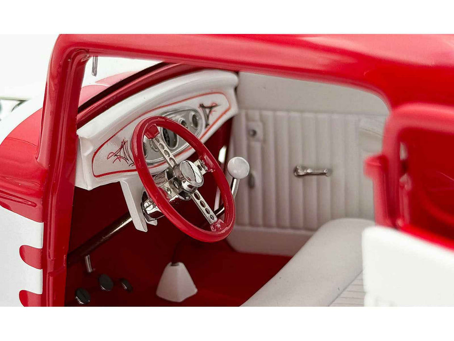 1932 Ford 3 Window Coupe "Peppermint Twist" Red with White Graphics Limited Edition to 372 pieces Worldwide 1/18 Diecast Model Car by ACME