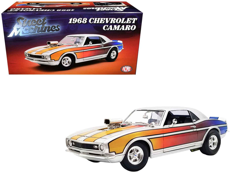1968 Chevrolet Camaro "Street Machines" Silver Metallic with Graphics Limited Edition to 300 pieces Worldwide 1/18 Diecast Model Car by ACME