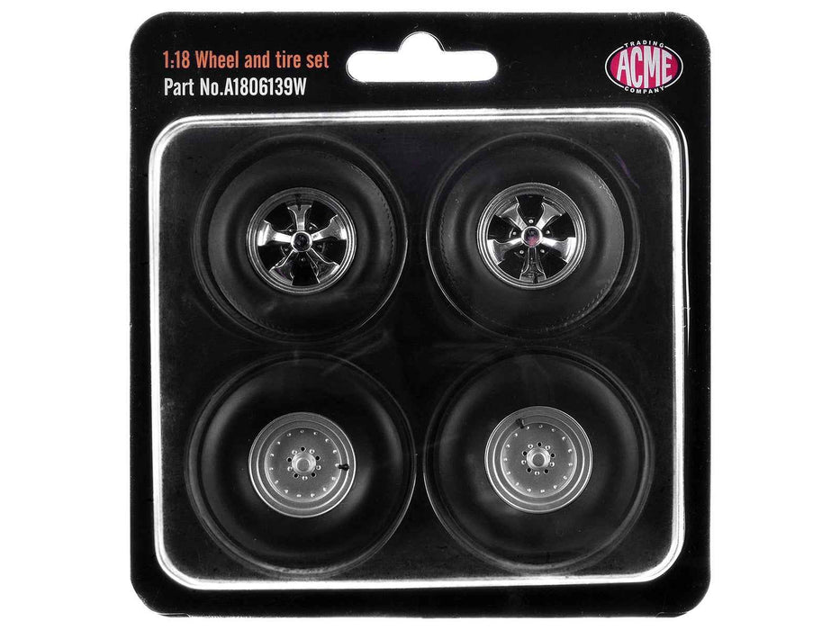 "Centerline/Keystone" Wheel and Tire Set of 4 pieces from 1970 Plymouth HEMI Cuda for 1/18 Scale Models by ACME