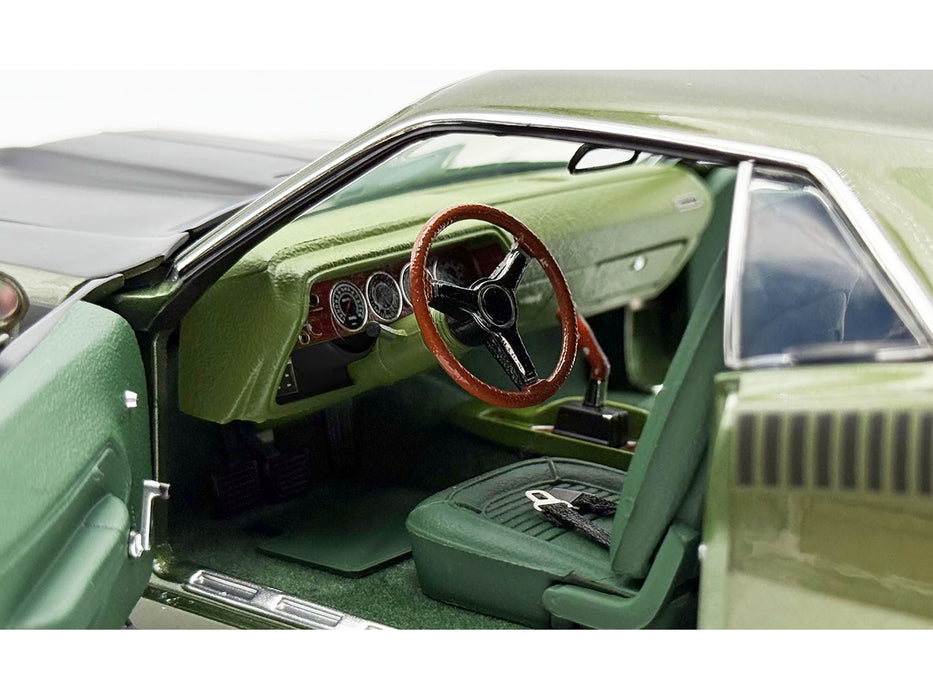1970 Plymouth AAR Cuda Ivy Green Metallic with Black Stripes and Green Interior Limited Edition to 576 pieces Worldwide 1/18 Diecast Model Car by ACME