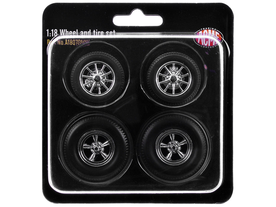 "Drag" Wheel and Tire Set of 4 pieces from "1957 Chevrolet 150 Gasser 'High Roller'" for 1/18 Scale Models by ACME