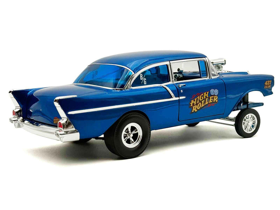 1957 Chevrolet 150 Gasser "High Roller" Blue Metallic Limited Edition to 300 pieces Worldwide 1/18 Diecast Model Car by ACME