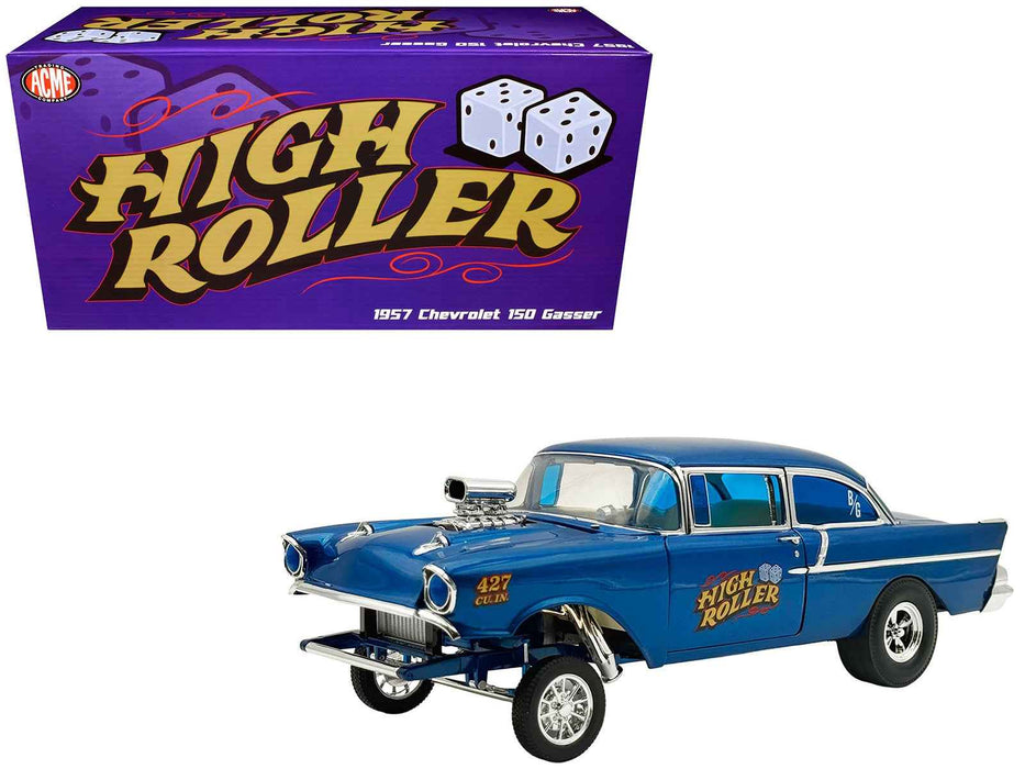 1957 Chevrolet 150 Gasser "High Roller" Blue Metallic Limited Edition to 300 pieces Worldwide 1/18 Diecast Model Car by ACME