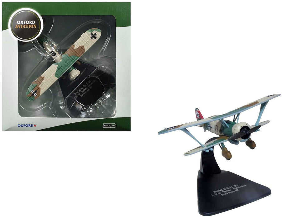 Henschel Hs-123A Aircraft "52+A13 3./StG 165 Immelmann Fuerstenfeldbruck Bavaria Germany" (1937) German Luftwaffe "Oxford Aviation" Series 1/72 Diecast Model Airplane by Oxford Diecast