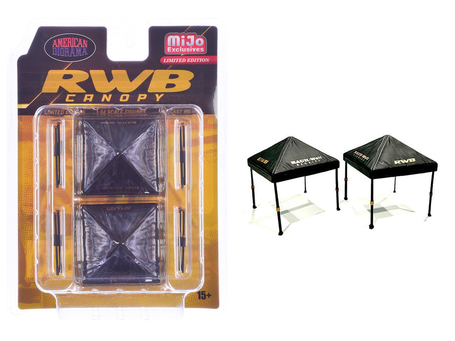 "RWB (RAUH-Welt BEGRIFF)" Canopy 2 Piece Set Black Limited Edition for 1/64 Scale Models by American Diorama - Miniature Motors