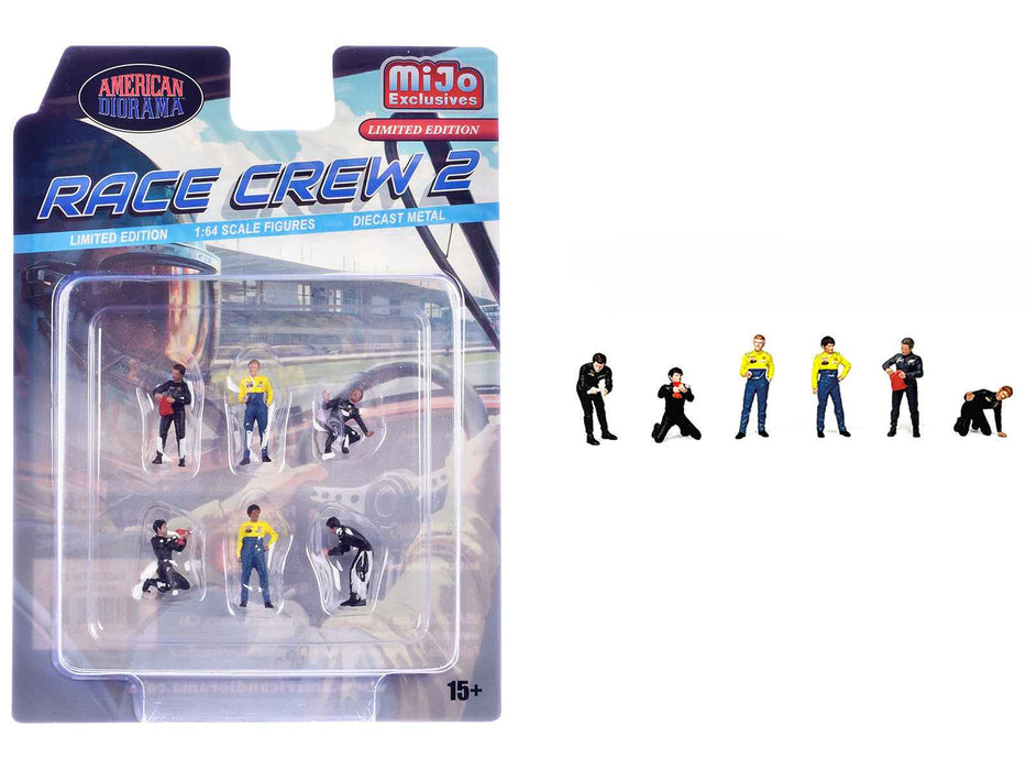 "Race Crew #2" 6 piece Diecast Figure Set (6 Figures) Limited Edition for 1/64 Scale Models by American Diorama