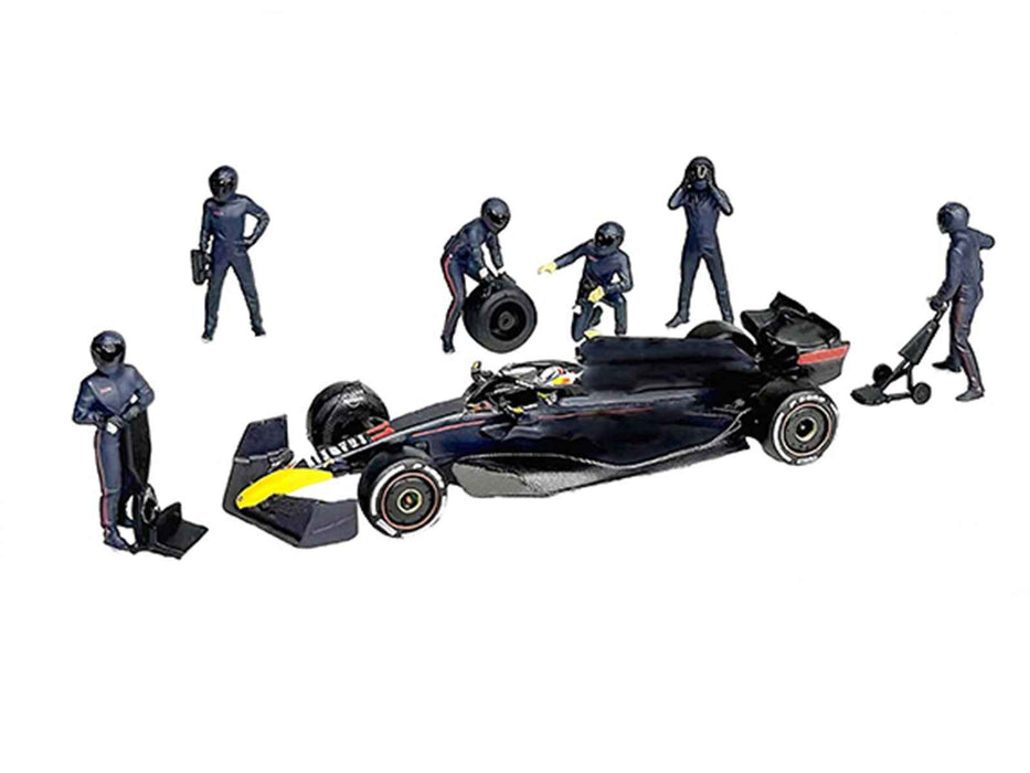 "Formula Pit Crew - Team Blue" 6 piece Diecast Figure Set (6 Figures) Limited Edition for 1/64 Scale Models by American Diorama
