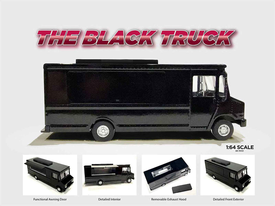 Food Truck Plain Black 1/64 Diecast Model by American Diorama