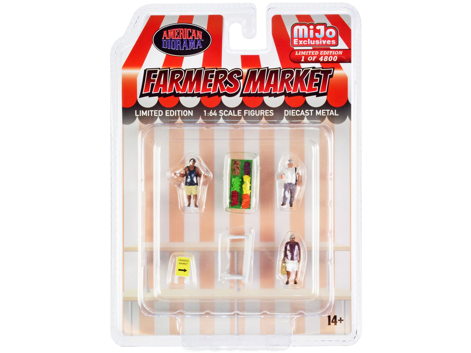"Farmers Market" 6 piece Diecast Set (3 Figures and 3 Accessories) Limited Edition to 4800 pieces Worldwide for 1/64 Scale Models by American Diorama - Miniature Motors