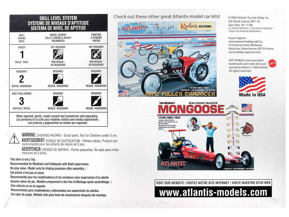 Skill 2 Model Kit Don the Snake Prudhomme's "AA" Fuel Front Engine Rail Dragste 1/24 Scale Model by Atlantis