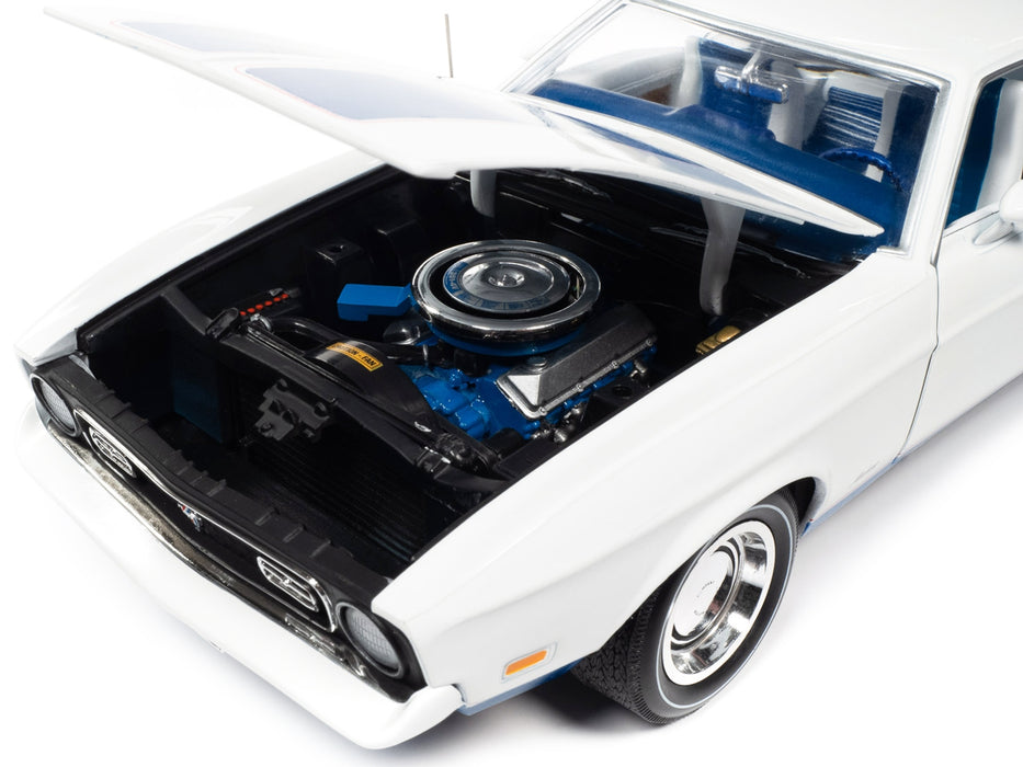 1972 Ford Mustang Sprint White with Blue Stripes "Class of 1972" "American Muscle" Series 1/18 Diecast Model Car by Auto World