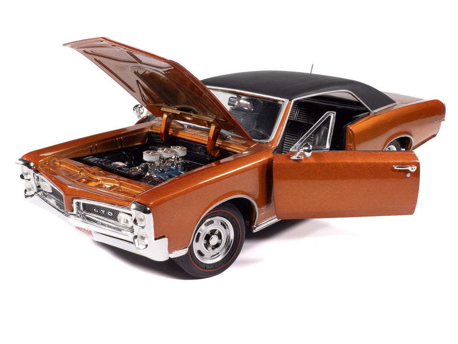 1966 Pontiac GTO Copper Blaze Metallic with Black Vinyl Top "Hemmings Muscle Machines July 2024 Cover Car" "American Muscle" Series 1/18 Diecast Model Car by Auto World