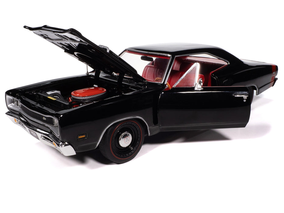 1969 Dodge Coronet Super Bee "Muscle Car & Corvette Nationals" (MCACN) Black with Red Interior "American Muscle" Series 1/18 Diecast Model Car by Auto World