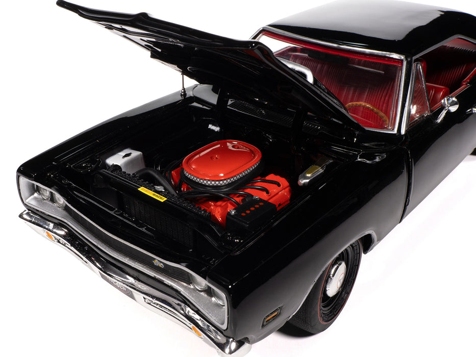 1969 Dodge Coronet Super Bee "Muscle Car & Corvette Nationals" (MCACN) Black with Red Interior "American Muscle" Series 1/18 Diecast Model Car by Auto World