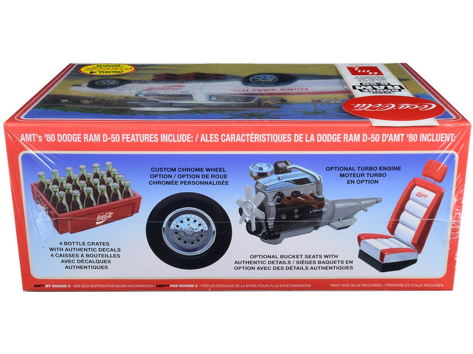 Skill 3 Model Kit 1980 Dodge Ram D-50 Pickup Truck "Coca-Cola" Four Bottle Crates 1/25 Scale Model by AMT