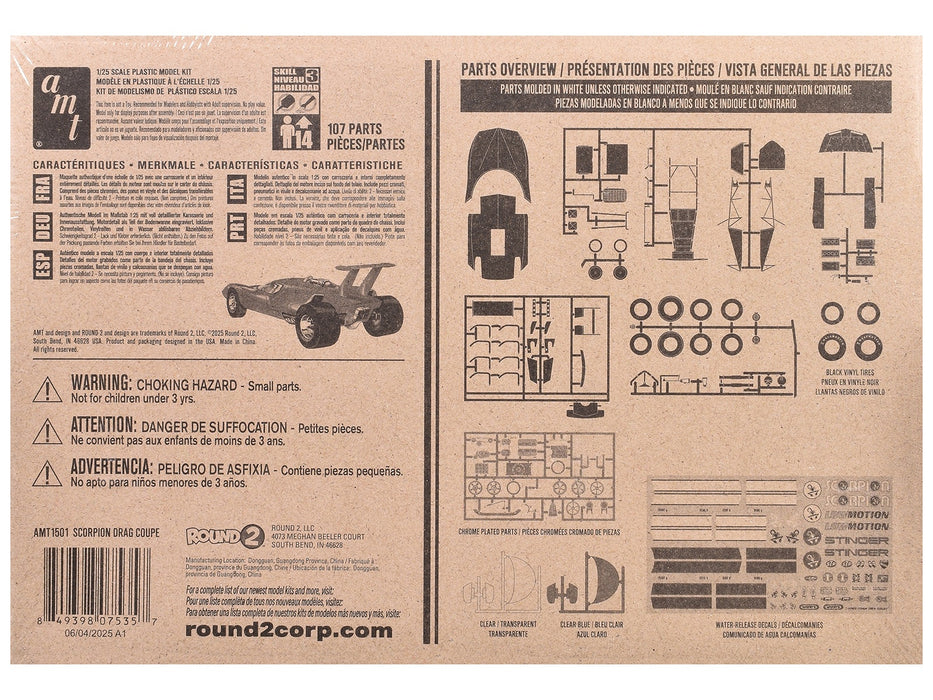 Skill 3 Model Kit Scorpion Mid-Engine Drag Coupe 1/25 Scale Model by AMT