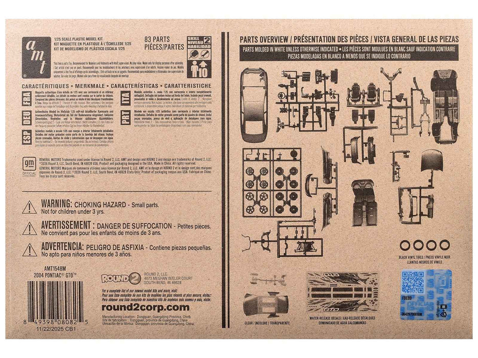 Skill 2 Model Kit 2004 Pontiac GTO 1/25 Scale Model by AMT