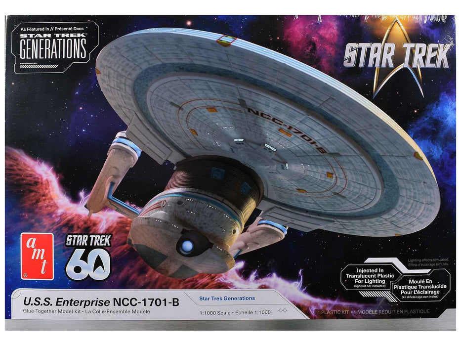 Skill 2 Model Kit U.S.S. Enterprise NCC-1701-B Space Ship "Star Trek Generations" (1994) Movie 1/1000 Model Kit by AMT