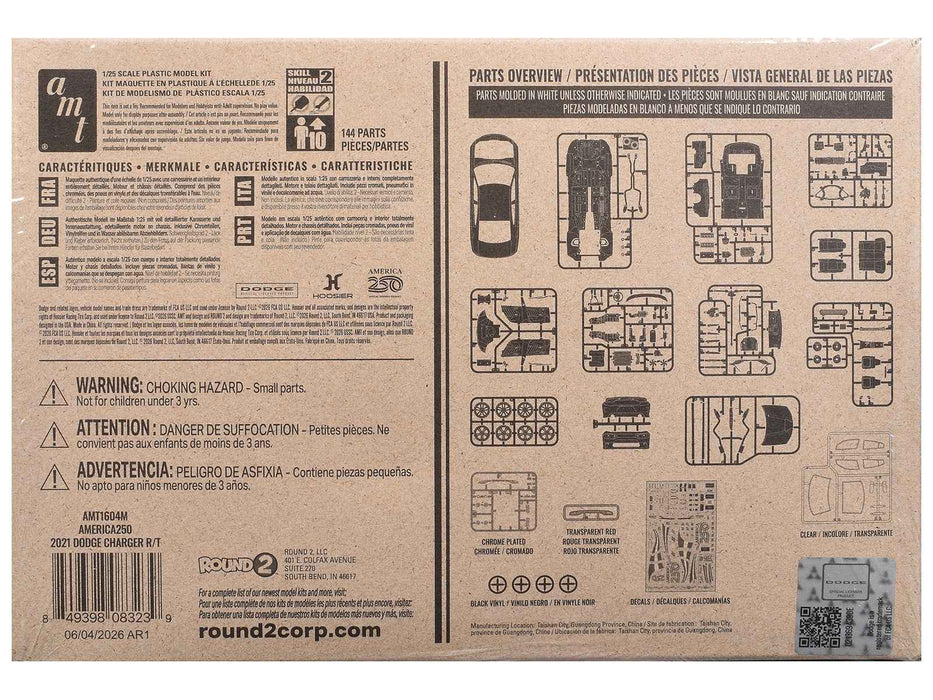 Skill 2 Model Kit 2021 Dodge Charger R/T "America 250" 1/25 Scale Model by AMT