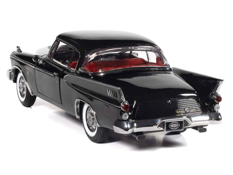 1957 Studebaker Golden Hawk Midnight Black with Red Interior 1/18 Diecast Model by Auto World