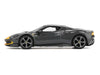 Ferrari 296 GTB Assetto Fiorano Grigio Scuro (Dark Gray) with Yellow Stripes 1/64 Diecast Model Car by BBR