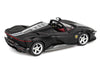 Ferrari Daytona SP3 Matt Black with White Stripes and Red Interior 1/64 Diecast Model Car by BBR