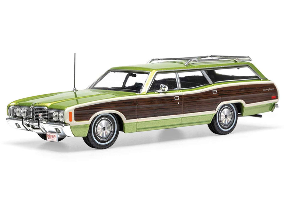 1972 Ford LTD Country Squire Wagon Green Metallic with Woodgrain Sides 1/43 Diecast Model by IXO Models