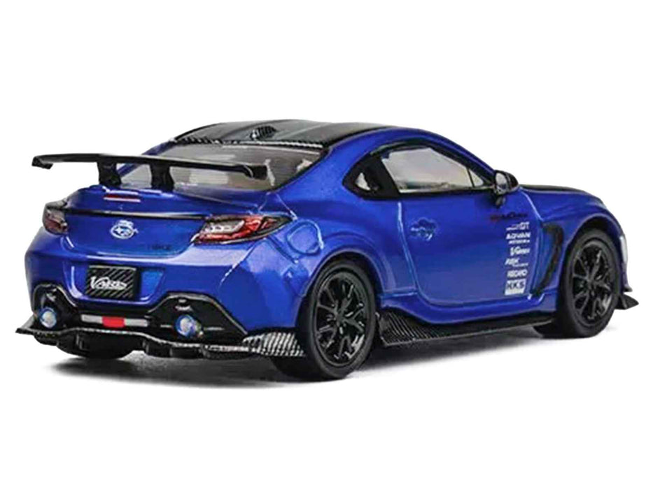 Subaru BRZ Varis Arising-1 RHD (Right Hand Drive) Blue Metallic with Carbon Hood and Top and Extra Wheels 1/64 Diecast Model Car by CM Models