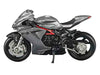 2022 MV Agusta F3 Rosso Motorcycle Silver Metallic with Figure 1/64 Diecast Model by CM Model
