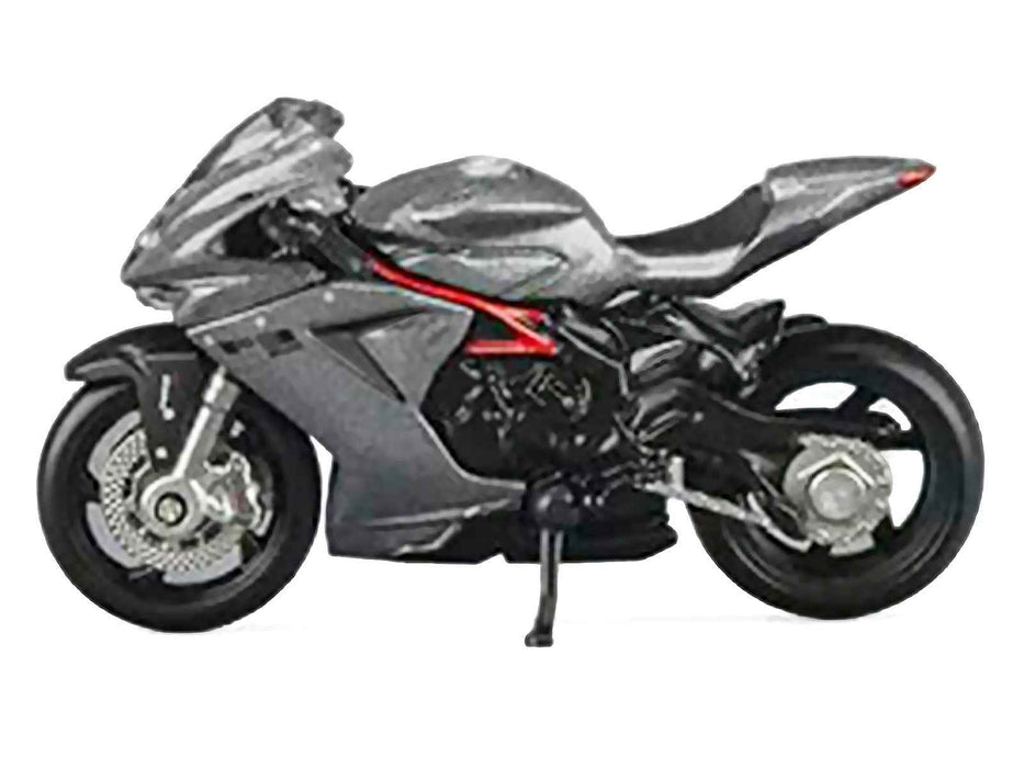 2022 MV Agusta F3 Rosso Motorcycle Silver Metallic with Figure 1/64 Diecast Model by CM Model