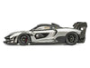 McLaren Senna GTR Silver Gray Metallic with Carbon Hood and Black Top 1/64 Diecast Model Car by CM Model