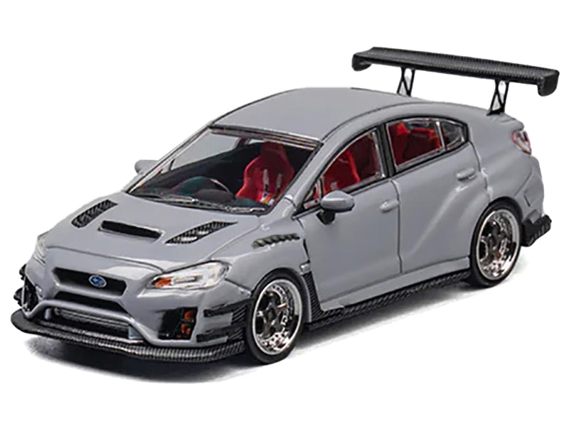 Subaru VAB WRX STI S4 Gray with Red Interior with Extra Wheels 1/64 Diecast Model Car by CM Model